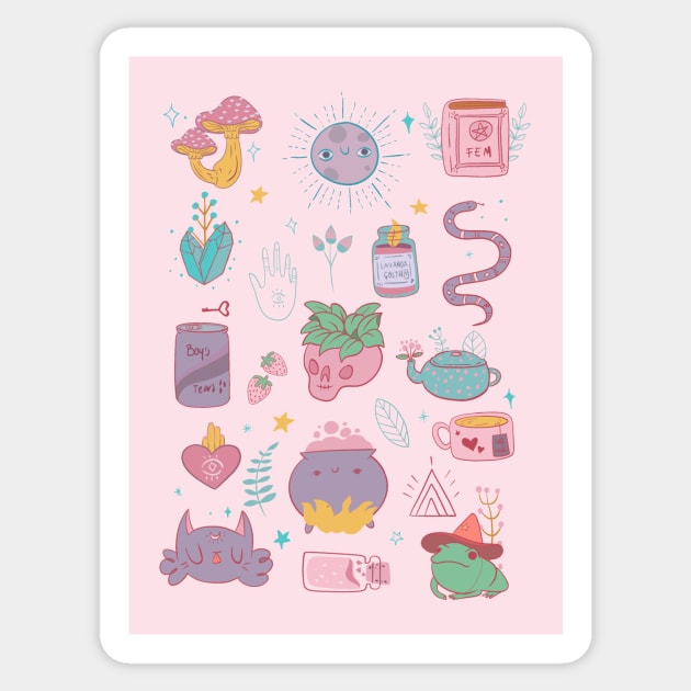 Pink witch Sticker by Little Miss Arkham